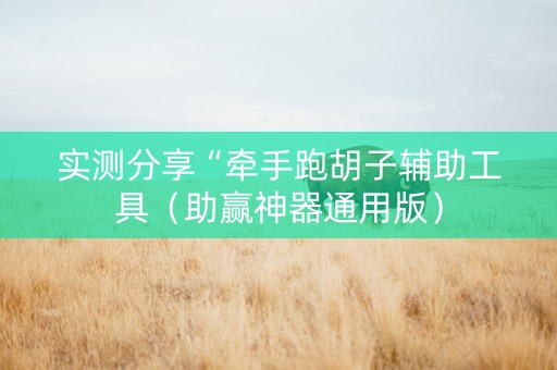 实测分享“牵手跑胡子辅助工具（助赢神器通用版）