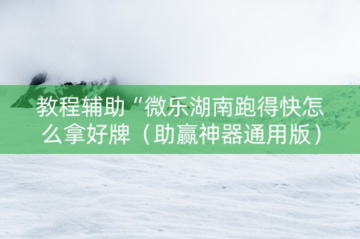 教程辅助“微乐湖南跑得快怎么拿好牌（助赢神器通用版）