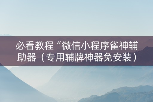 必看教程“微信小程序雀神辅助器（专用辅牌神器免安装）