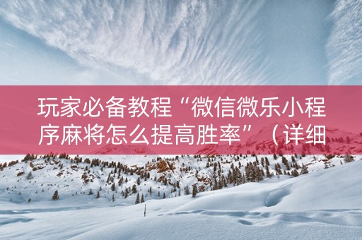 玩家必备教程“微信微乐小程序麻将怎么提高胜率”（详细透视教程）-哔哩哔哩