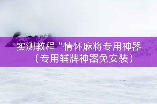 实测教程“情怀麻将专用神器（专用辅牌神器免安装）