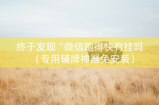 终于发现“微信跑得快有挂吗（专用辅牌神器免安装）