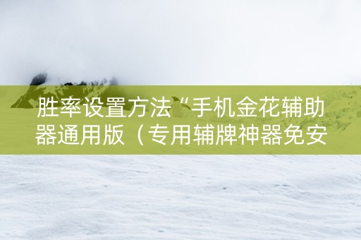 胜率设置方法“手机金花辅助器通用版（专用辅牌神器免安装）