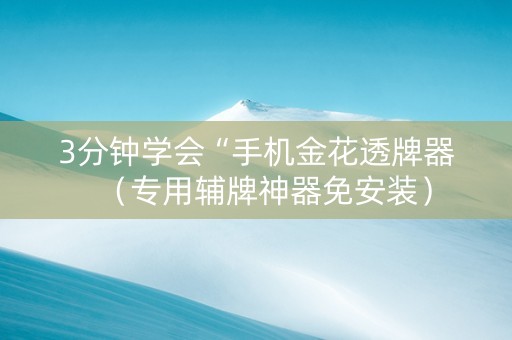 3分钟学会“手机金花透牌器（专用辅牌神器免安装）