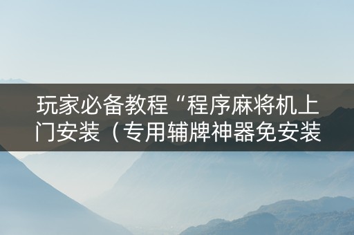 玩家必备教程“程序麻将机上门安装（专用辅牌神器免安装）