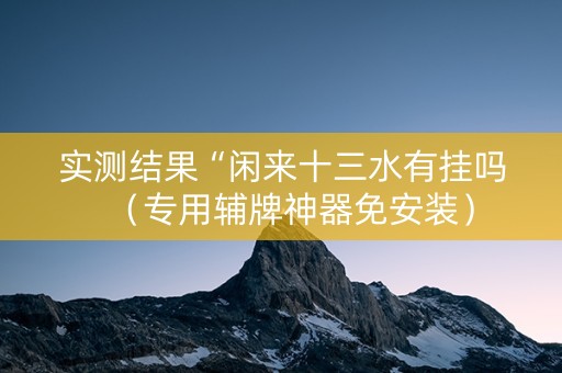 实测结果“闲来十三水有挂吗（专用辅牌神器免安装）