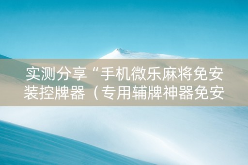 实测分享“手机微乐麻将免安装控牌器（专用辅牌神器免安装）