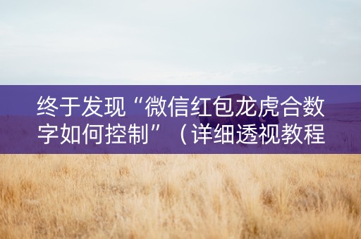 终于发现“微信红包龙虎合数字如何控制”（详细透视教程）-哔哩哔哩