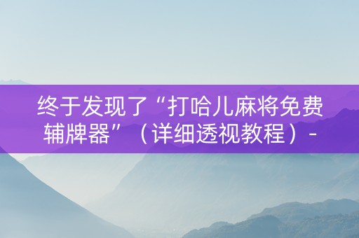 终于发现了“打哈儿麻将免费辅牌器”（详细透视教程）-哔哩哔哩