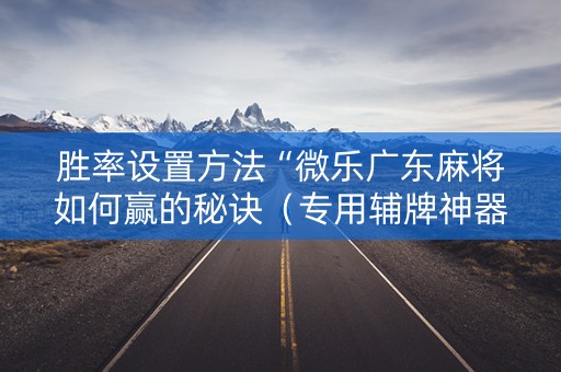 胜率设置方法“微乐广东麻将如何赢的秘诀（专用辅牌神器免安装）