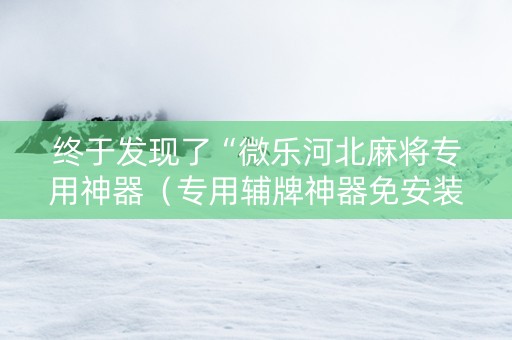 终于发现了“微乐河北麻将专用神器（专用辅牌神器免安装）
