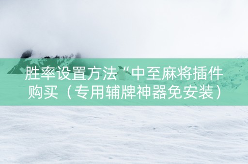 胜率设置方法“中至麻将插件购买（专用辅牌神器免安装）