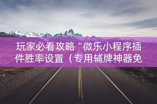 玩家必看攻略“微乐小程序插件胜率设置（专用辅牌神器免安装）