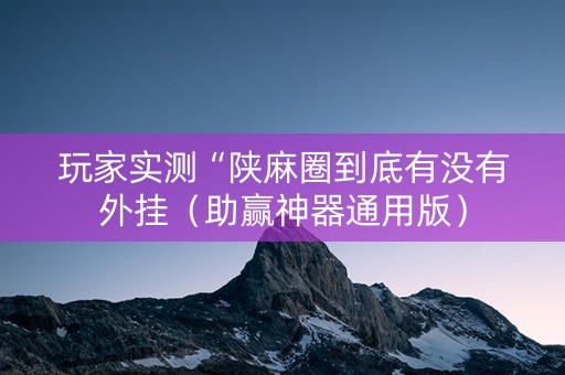 玩家实测“陕麻圈到底有没有外挂（助赢神器通用版）