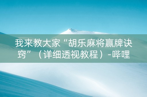 我来教大家“胡乐麻将赢牌诀窍”（详细透视教程）-哔哩哔哩