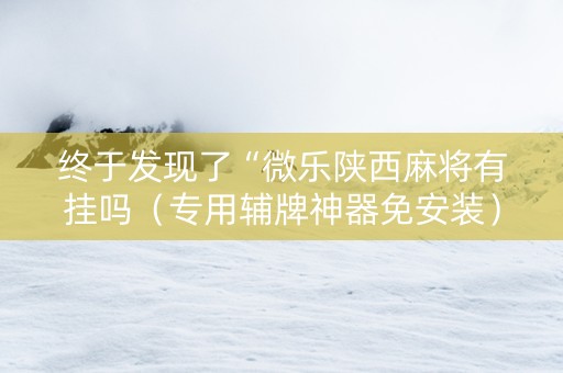 终于发现了“微乐陕西麻将有挂吗（专用辅牌神器免安装）