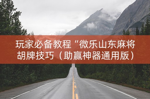 玩家必备教程“微乐山东麻将胡牌技巧（助赢神器通用版）