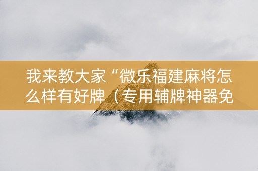 我来教大家“微乐福建麻将怎么样有好牌（专用辅牌神器免安装）