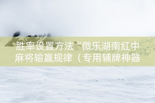 胜率设置方法“微乐湖南红中麻将输赢规律（专用辅牌神器免安装）