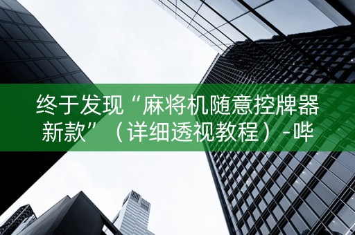 终于发现“麻将机随意控牌器新款”（详细透视教程）-哔哩哔哩