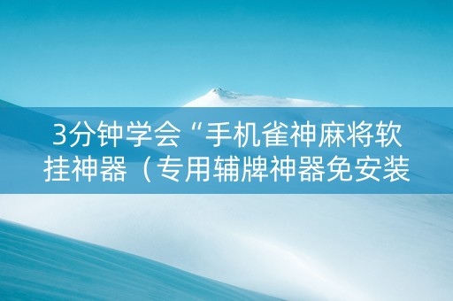 3分钟学会“手机雀神麻将软挂神器（专用辅牌神器免安装）
