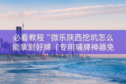 必看教程“微乐陕西挖坑怎么能拿到好牌（专用辅牌神器免安装）