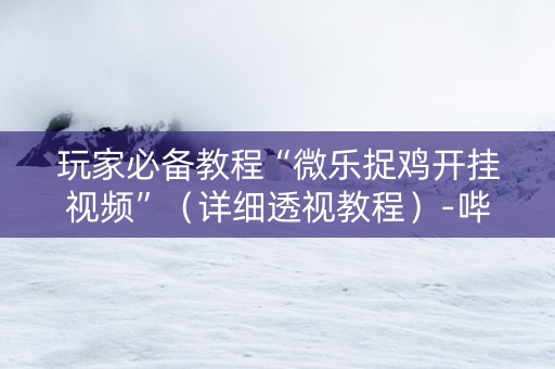 玩家必备教程“微乐捉鸡开挂视频”（详细透视教程）-哔哩哔哩