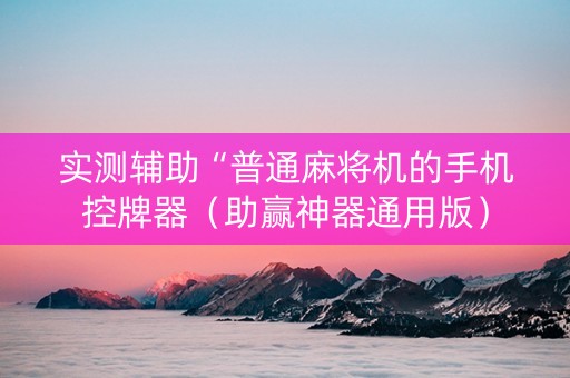 实测辅助“普通麻将机的手机控牌器（助赢神器通用版）