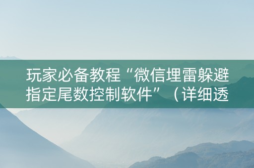 玩家必备教程“微信埋雷躲避指定尾数控制软件”（详细透视教程）-哔哩哔哩