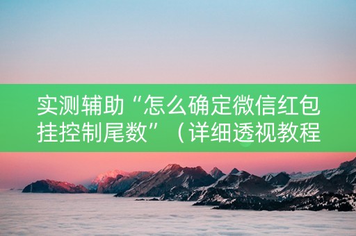 实测辅助“怎么确定微信红包挂控制尾数”（详细透视教程）-哔哩哔哩