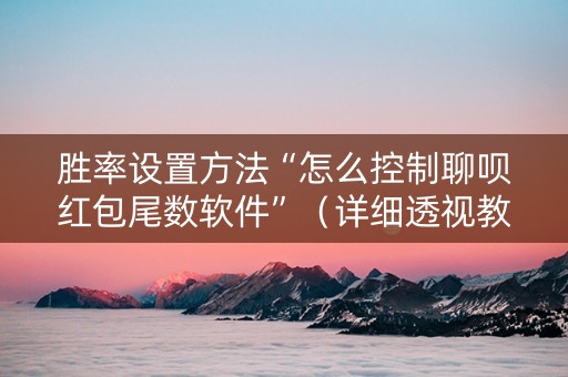 胜率设置方法“怎么控制聊呗红包尾数软件”（详细透视教程）-哔哩哔哩