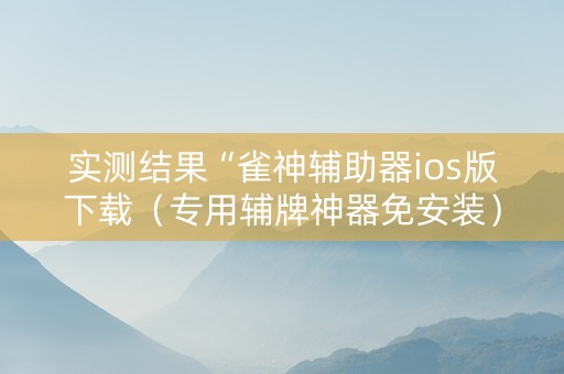 实测结果“雀神辅助器ios版下载（专用辅牌神器免安装）