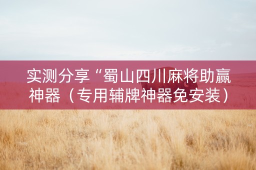 实测分享“蜀山四川麻将助赢神器（专用辅牌神器免安装）