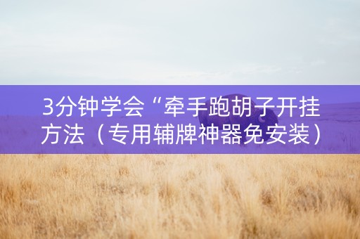 3分钟学会“牵手跑胡子开挂方法（专用辅牌神器免安装）