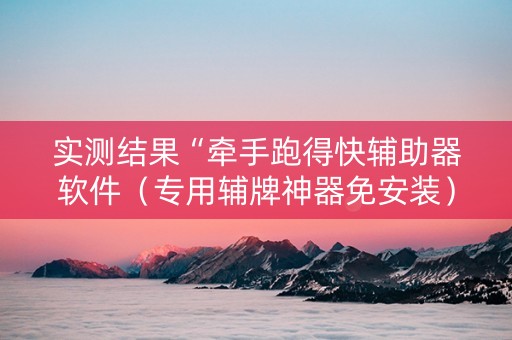 实测结果“牵手跑得快辅助器软件（专用辅牌神器免安装）