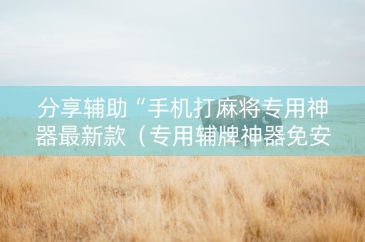 分享辅助“手机打麻将专用神器最新款（专用辅牌神器免安装）