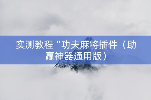 实测教程“功夫麻将插件（助赢神器通用版）