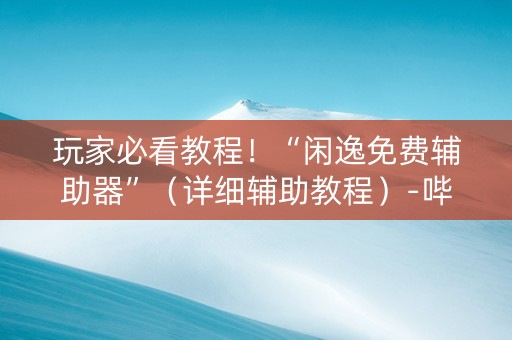 玩家必看教程！“闲逸免费辅助器”（详细辅助教程）-哔哩哔哩