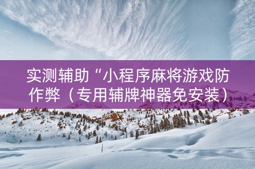 实测辅助“小程序麻将游戏防作弊（专用辅牌神器免安装）