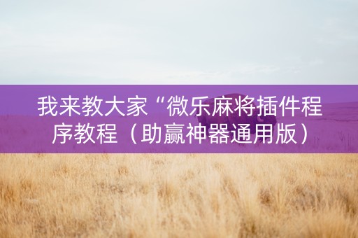 我来教大家“微乐麻将插件程序教程（助赢神器通用版）