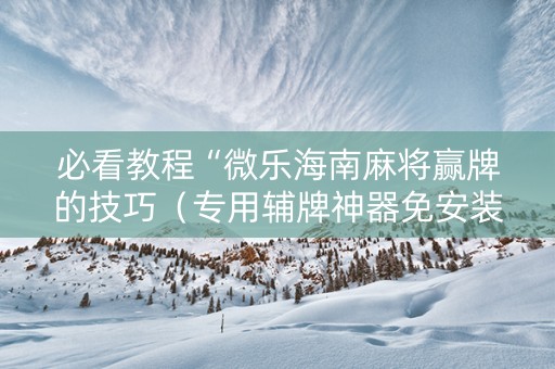 必看教程“微乐海南麻将赢牌的技巧（专用辅牌神器免安装）