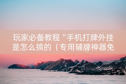 玩家必备教程“手机打牌外挂是怎么搞的（专用辅牌神器免安装）