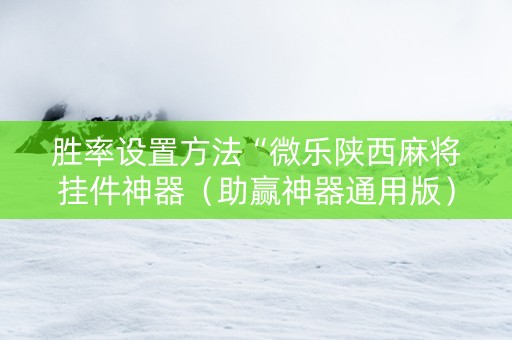胜率设置方法“微乐陕西麻将挂件神器（助赢神器通用版）