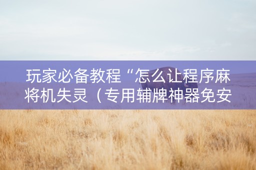 玩家必备教程“怎么让程序麻将机失灵（专用辅牌神器免安装）