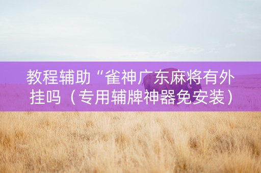 教程辅助“雀神广东麻将有外挂吗（专用辅牌神器免安装）