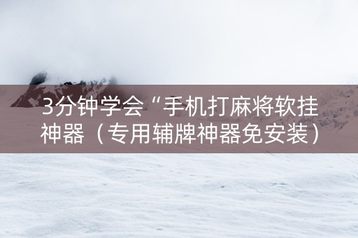 3分钟学会“手机打麻将软挂神器（专用辅牌神器免安装）