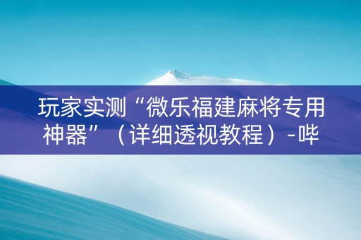 玩家实测“微乐福建麻将专用神器”（详细透视教程）-哔哩哔哩