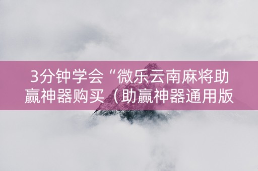3分钟学会“微乐云南麻将助赢神器购买（助赢神器通用版）