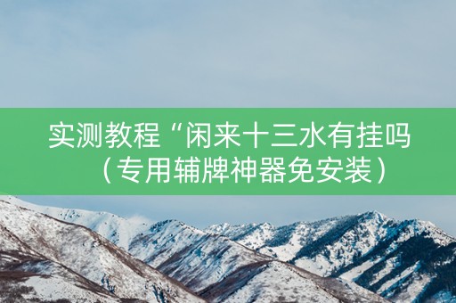 实测教程“闲来十三水有挂吗（专用辅牌神器免安装）