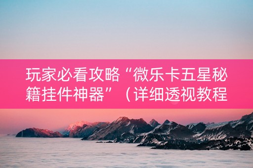 玩家必看攻略“微乐卡五星秘籍挂件神器”（详细透视教程）-哔哩哔哩